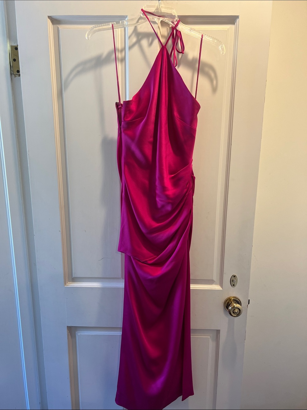 Jonathan Simkhai Fuchsia One-Shoulder Satin Dress